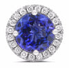 ESTATE LARGE 1.38CT DIAMOND & AAA TANZANITE 14K WHITE GOLD 3D HALO STUD EARRINGS