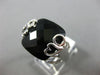 ESTATE WIDE .05CT DIAMOND & AAA EXTRA FACET ONYX 14KT WHITE GOLD HEART LOVE RING