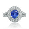 ESTATE EGL 3.37CT DIAMOND & AAA SAPPHIRE 18KT WHITE GOLD 3D HALO ENGAGEMENT RING