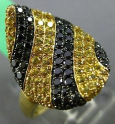 ESTATE 1.58CT DIAMOND & YELLOW SAPPHIRE 18KT BLACK & YELLOW GOLD PEAR SWIRL RING