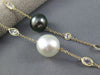 ESTATE LONG 14KT YELLOW GOLD 3D QUARTZ & MULTI COLOR PEARL BY THE YARD NECKLACE