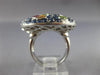 ESTATE EXTRA LARGE 5.90CT DIAMOND & MULTI COLOR SAPPHIRE 14KT WHITE GOLD 3D RING
