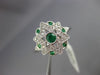 ESTATE .38CT DIAMOND & AAA EMERALD 18KT WHITE GOLD 3D STAR OF DAVID BEZEL RING