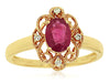 ESTATE .94CT DIAMOND & AAA RUBY 14KT YELLOW GOLD FILIGREE FLOWER ENGAGEMENT RING