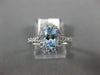 ESTATE 1.12CT DIAMOND & AAA OVAL AQUAMARINE 14KT WHITE GOLD 3D ENGAGEMENT RING
