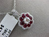 ESTATE 2.4CT DIAMOND & AAA RUBY 18K WHITE GOLD SOLITAIRE FLOWER FLOATING PENDANT