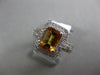 ESTATE  2.14CT DIAMOND & AAA CITRINE 14KT WHTIE GOLD DOUBLE HALO ENGAGEMENT RING