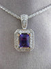 ESTATE 2.58CT DIAMOND & AMETHYST 14K WHITE GOLD SQUARE MILGRAIN FLOATING PENDANT