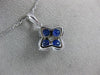 ESTATE 1.93CT DIAMOND & AAA SAPPHIRE 18KT WHITE GOLD SQUARE FLOWER STAR PENDANT