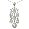 ESTATE LARGE 1.68CT DIAMOND 18KT WHITE GOLD TEAR DROP CLUSTER CHANDELIER PENDANT
