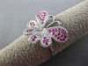 ESTATE WIDE .68CT DIAMOND & AAA PINK SAPPHIRE 18KT WHITE GOLD 3D BUTTERFLY RING