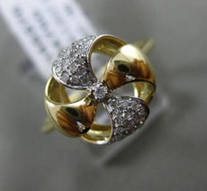 ESTATE .20CT DIAMOND 14KT WHITE & YELLOW GOLD 3D HANDCRAFTED FLOWER FAN RING