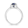 ESTATE 1.49CT DIAMOND & AAA SAPPHIRE 18K WHITE GOLD CLASSIC HALO ENGAGEMENT RING