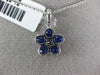 ESTATE 1.68CT DIAMOND & AAA SAPPHIRE 18KT WHITE GOLD 3D FLOWER FILIGREE PENDANT