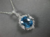 ESTATE 2.38CT DIAMOND & AAA BLUE TOPAZ 14KT WHITE GOLD FILIGREE FLOATING PENDANT