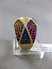 ESTATE LARGE 1.69CT MULTI COLOR SAPPHIRE 18KT YELLOW GOLD CRISS CROSS FUN RING
