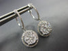 ESTATE 1.0CT DIAMOND 14KT WHITE GOLD ROUND CLUSTER HALO HUGGIE HANGING EARRINGS