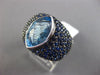 ESTATE LARGE 6.99CT BLUE TOPAZ & SAPPHIRE 18KT WHITE GOLD 3D MARQUISE FUN RING