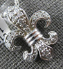 ESTATE LARGE .32CT DIAMOND 14KT WHITE GOLD FLEUR DE LIS CLASSIC FILIGREE PENDANT