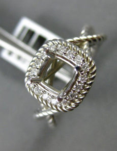 ESTATE .14CT DIAMOND 14KT WHITE GOLD SQUARE HALO ROPE SEMI MOUNT ENGAGEMENT RING