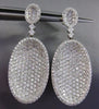 ESTATE LARGE 5.59CT DIAMOND 18KT WHITE GOLD 3D PAVE OVAL SHAPE HANGING EARRINGS