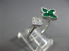 ESTATE 1.06CT DIAMOND & AAA EMERALD 18KT WHITE GOLD DOUBLE FLOWER FILIGREE RING