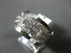 ANTIQUE WIDE .74CT DIAMOND 14KT WHITE GOLD 3D ROUND SQUARE LINK FUN RING #15742