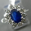ESTATE WIDE 1.75CT ROUND DIAMOND & OVAL SAPPHIRE 14KT WHITE GOLD ENGAGEMENT RING