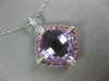 ESTATE LARGE 6.79CT DIAMOND AAA PINK TOPAZ & AMETHYST 14KT WHITE GOLD 3D PENDANT