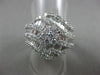 ESTATE LARGE 2.5CT ROUND & BAGUETTE DIAMOND 18KT WHITE GOLD FLOWER COCKTAIL RING