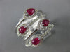 ESTATE LARGE 1.09CT DIAMOND & AAA RUBY 14K WHITE GOLD MULTI ROW ANNIVERSARY RING
