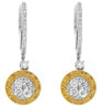 ESTATE 1.93CT WHITE & FANCY YELLOW DIAMOND 14KT TWO TONE GOLD CIRCULAR EARRINGS