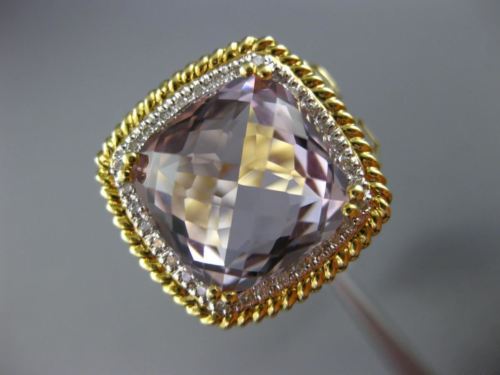 ESTATE LARGE 10.93CT DIAMOND & AAA AMETHYST 14KT YELLOW GOLD ROPE FILIGREE RING