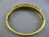 ANTIQUE WIDE .18CT DIAMOND & AAA OPAL 14KT YELLOW GOLD FILIGREE BANGLE BRACELET
