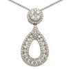 ESTATE .95CT ROUND DIAMOND 18KT WHITE GOLD 3D CLUSTER MARQUISE TEAR DROP PENDANT