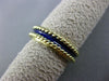 ESTATE 18K YELLOW GOLD 3D SOLID HANDCRAFTED BLUE ENAMEL WEDDING RING BAND #25515