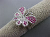 ESTATE WIDE .68CT DIAMOND & AAA PINK SAPPHIRE 18KT WHITE GOLD 3D BUTTERFLY RING