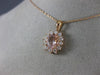ESTATE 1.63CT DIAMOND & AAA MORGANITE 14KT ROSE GOLD OVAL FLOWER CLASSIC PENDANT