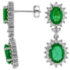 ESTATE 5.10CT DIAMOND & AAA EMERALD 14K WHITE GOLD 3D CLASSIC OVAL HALO EARRINGS
