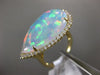 ESTATE EXTRA LARGE 8.13CT DIAMOND & AAA OPAL 14KT YELLOW GOLD CLASSIC HALO RING