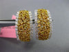 ESTATE LARGE 2.97CT WHITE & FANCY INTENSE DIAMOND 18KT TWO TONE GOLD 3D EARRINGS