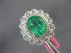ESTATE LARGE 3.01CT DIAMOND & AAA EMERALD 18KT TWO TONE GOLD 3D FLOWER LOVE RING