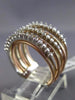 ESTATE WIDE .61CT ROUND DIAMOND 14KT ROSE GOLD 3D MULTI ROW ROPE LOVE RING