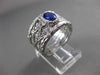 ANTIQUE WIDE 1.01CT DIAMOND & AAA SAPPHIRE 18K WHITE GOLD ETERNITY FILIGREE RING