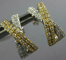 .64CT DIAMOND 18KT 2 TONE GOLD MULTI ROW CRISS CROSS CLASSIC X HANGING EARRINGS