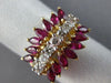 ESTATE 1.45CT ROUND MARQUISE DIAMOND & RUBY 14KT TWO TONE 3D GOLD BALLERINA RING