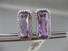 ESTATE 5.65CT DIAMOND & AAA AMETHYST 14KT ROSE GOLD RECTANGULAR CLIP ON EARRINGS