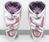 4.4CT DIAMOND & AAA AMETHYST MOTHER OF PEARL 14K WHITE GOLD HEART SHAPE EARRINGS