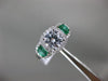 ESTATE 1.31CT DIAMOND & AAA SEMI MOON EMERALD 14KT WHITE GOLD 3D ENGAGEMENT RING