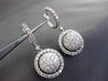 ESTATE LARGE 2.72CT DIAMOND 18KT WHITE GOLD CIRCULAR DOME HALO HANGING EARRINGS